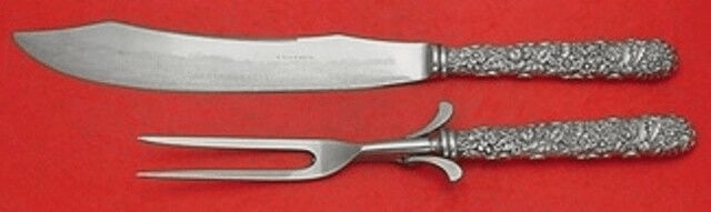 Kirk Repousse Sterling Silver 2pc Roast Carving Set All Around Design: Kirk Repousse Sterling Silver 2pc Roast Carving Set All Around Design This exquisite 2-piece Roast Carving Set from Kirk features the elegant Repousse pattern. Crafted from sterling silver with a holl