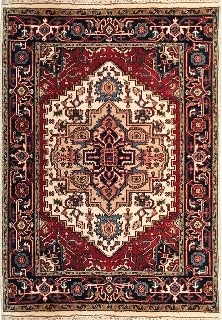 New Hand-Knotted 4.1 x 6.1 Serapi Pattern Area Rug: New Hand-Knotted 4.1 x 6.1 Serapi Pattern Area Rug Free continental US Shipping Transform your living space with the exquisite 4.1' x 6.1' New Hand-Knotted Serapi Pattern Area Rug. This handcrafted pi
