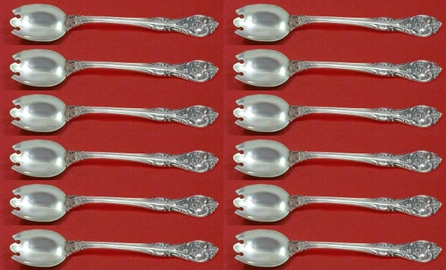 Gorham King Edward Sterling Silver Ice Cream Forks Set 12 pieces 6 inch: Gorham King Edward Sterling Silver Ice Cream Forks Set 12 pieces 6 inch Indulge in a touch of elegance with this exquisite 12-piece set of King Edward ice cream dessert forks by Gorham. Crafted from h