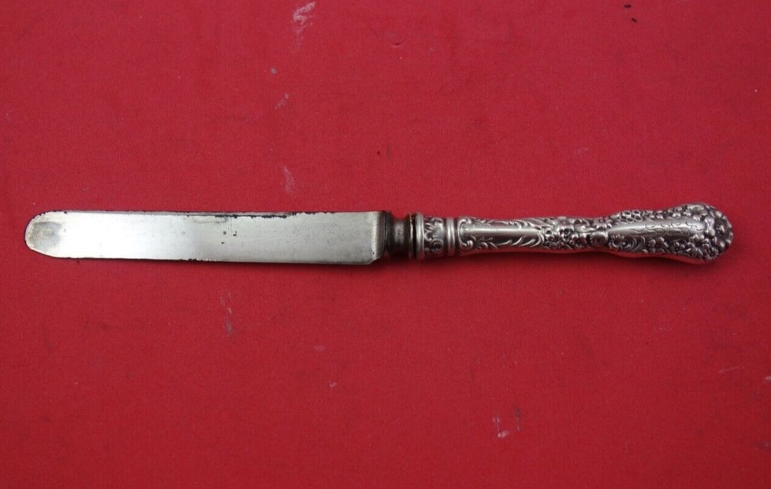 Dominick & Haff Number 10 Sterling Silver Dessert Knife 7 1/4 Inch Blunt Blade: Dominick & Haff Number 10 Sterling Silver Dessert Knife 7 1/4 Inch Blunt Blade Introducing the Number 10 Dessert Knife by Dominick & Haff, a stunning piece of flatware crafted from sterling silver. Th
