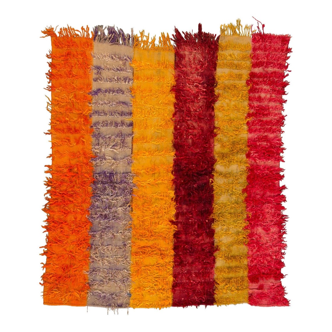 Hand-Knotted Multicolor Turkish Tulu Wool Rug 6'1 x 6'11: Hand-Knotted Multicolor Turkish Tulu Wool Rug 6'1 x 6'11 Enhance your space with this stunning vintage Turkish Tulu wool rug, featuring a captivating geometric design adorned with multicolor accents. 