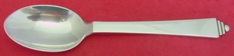 Georg Jensen Pyramid Sterling Silver Teaspoon Large Childs Spoon 5 5/8: Georg Jensen Pyramid Sterling Silver Teaspoon Large Childs Spoon 5 5/8 This large child's spoon, known as the Pyramid by Georg Jensen, showcases a sleek design crafted from sterling silver. Measuring 