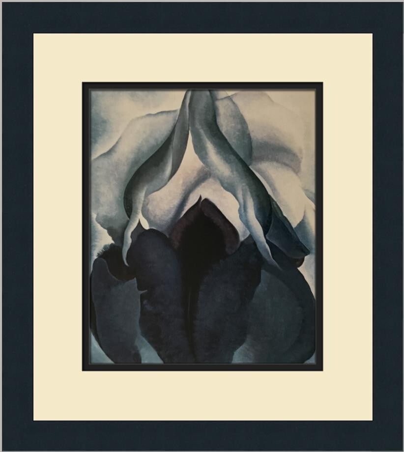 Georgia O'Keeffe Black Iris III Custom Framed Offset Lithograph Print: Georgia O'Keeffe Black Iris III Custom Framed Offset Lithograph Print This stunning custom framed print features Georgia O'Keeffe's iconic artwork "Black Iris III." Measuring 16 in. by 14 in., this pi
