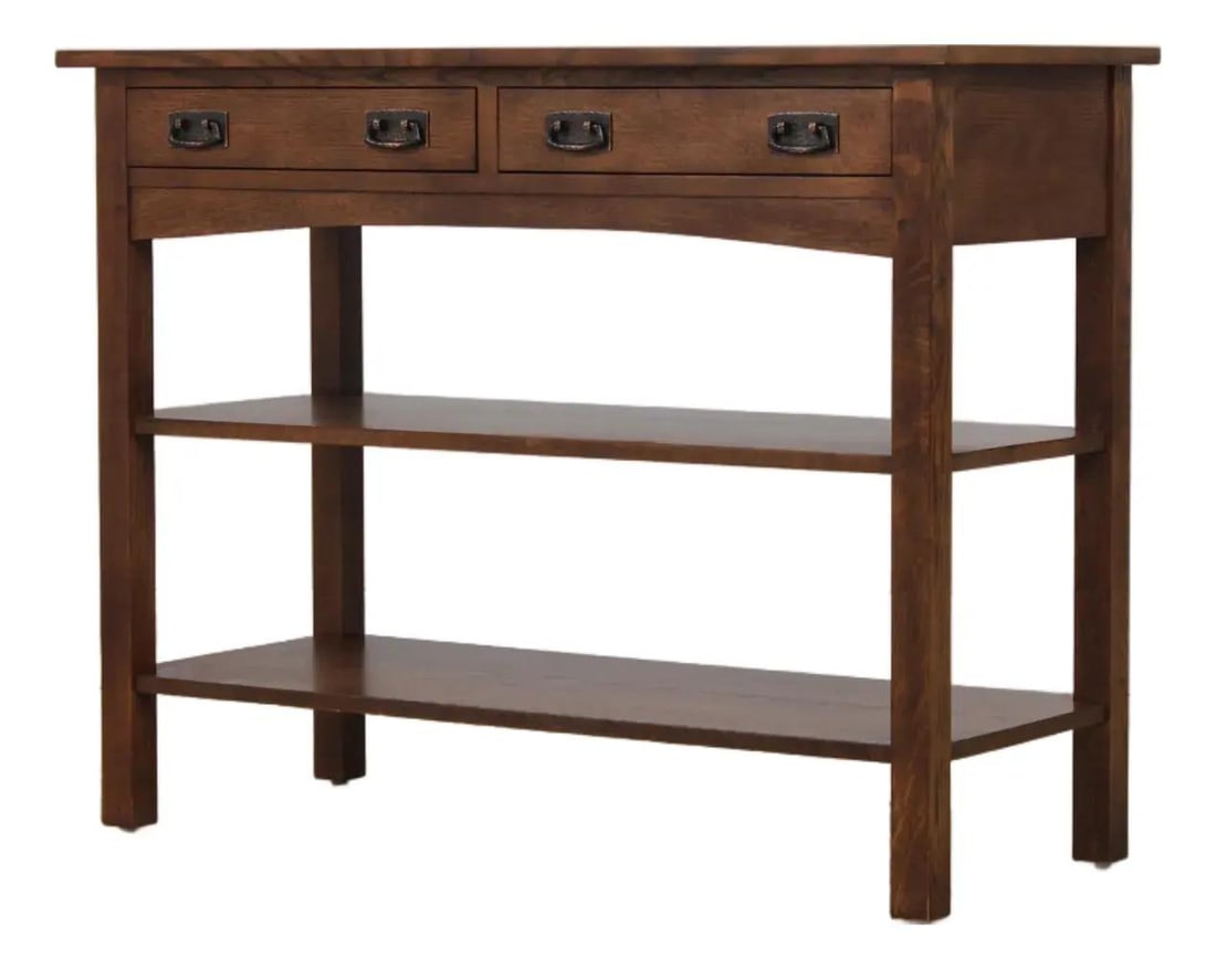 Stickley Oak Arts Crafts Server Console 2 Drawer Hammered Copper Hardware (1 of 10)