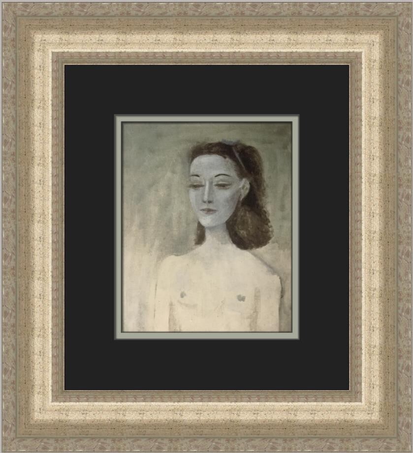 Pablo Picasso Portrait of Nusch Eluard Custom Framed Art Print 17 x 15: Pablo Picasso Portrait of Nusch Eluard Custom Framed Art Print 17 x 15 This stunning custom framed print features Pablo Picasso's artwork titled "Portrait of Nusch Eluard," showcasing a nude figure in