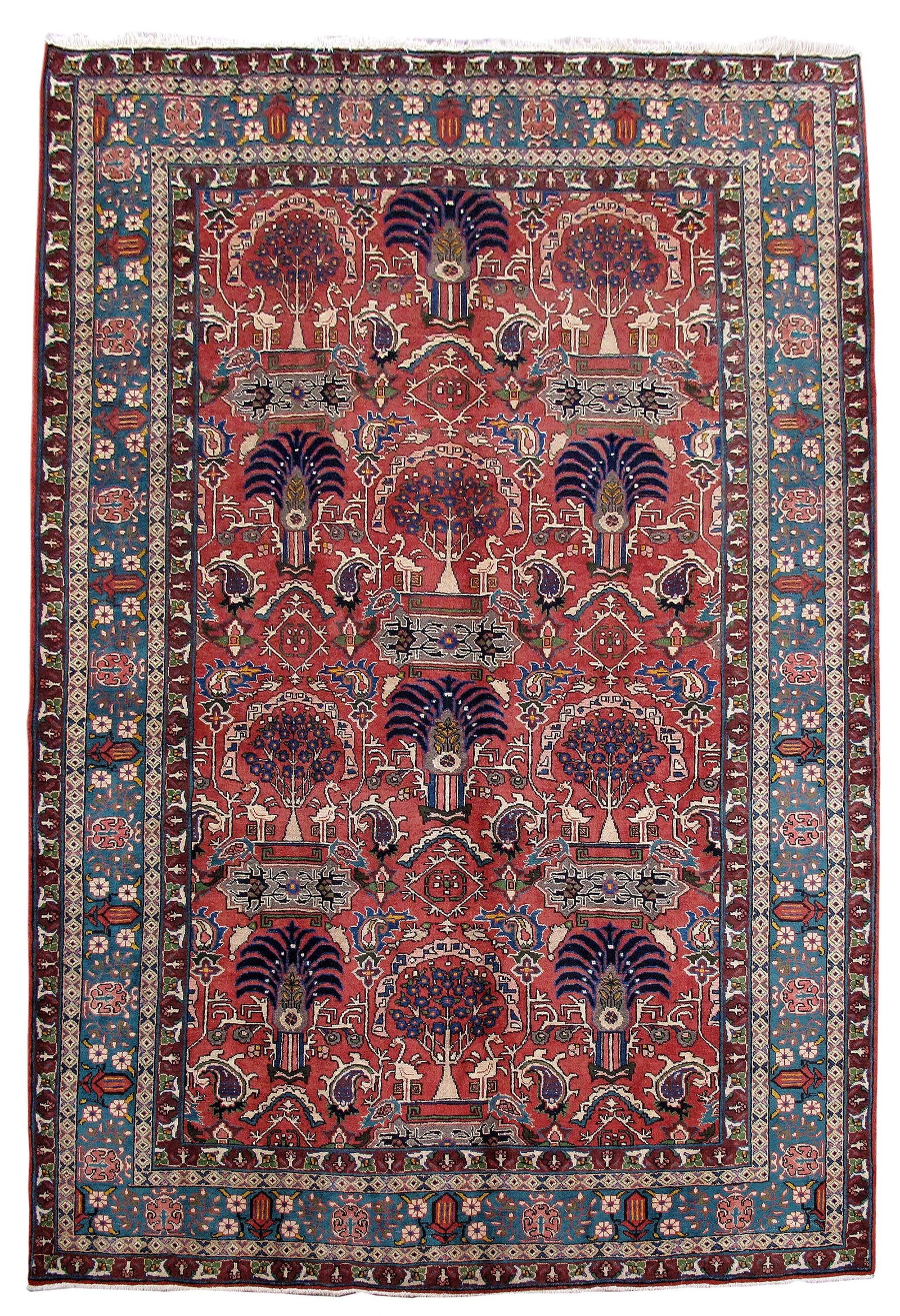 7.5 x 10.9 Red Persian Tabriz Khoy Rug Handwoven Wool: 7.5 x 10.9 Red Persian Tabriz Khoy Rug Handwoven Wool Free continental US Shipping Introducing the stunning 7.5 x 10.9 Red Persian Tabriz Khoy Rug, a breathtaking testament to Persian craftsmanship th