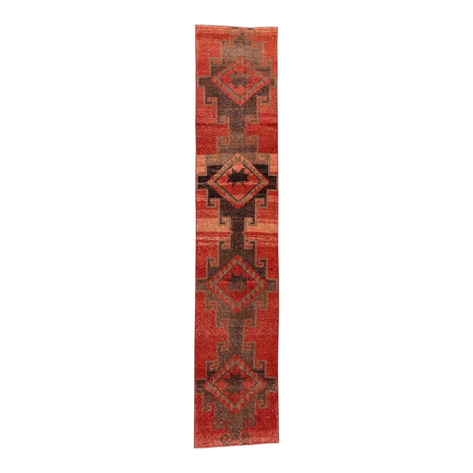 Vintage 1930s Turkish Anatolian Wool Runner Red Tribal Design 2'6 x 12'8: Vintage 1930s Turkish Anatolian Wool Runner Red Tribal Design 2'6 x 12'8 This stunning antique Turkish Anatolian runner rug features a vibrant red field adorned with intricate black and brown accents,