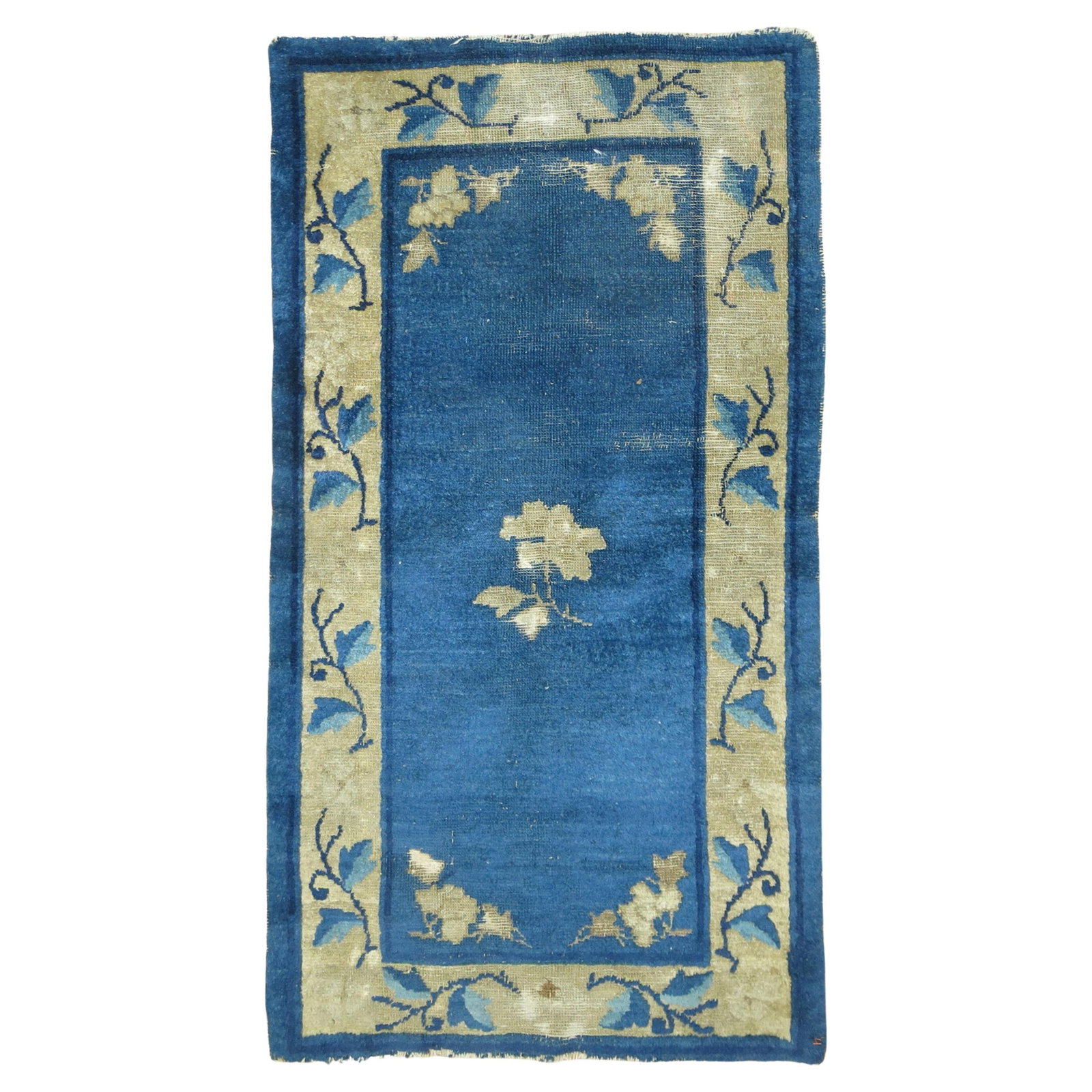 Zabihi Collection Hand-Woven Chinoiserie Wool Rug 25 x 44 in China circa 1940: Zabihi Collection Hand-Woven Chinoiserie Wool Rug 25 x 44 in China circa 1940 Discover the exquisite charm of this small Chinese rug from the Zabihi Collection. Featuring a captivating Chinoiserie sty