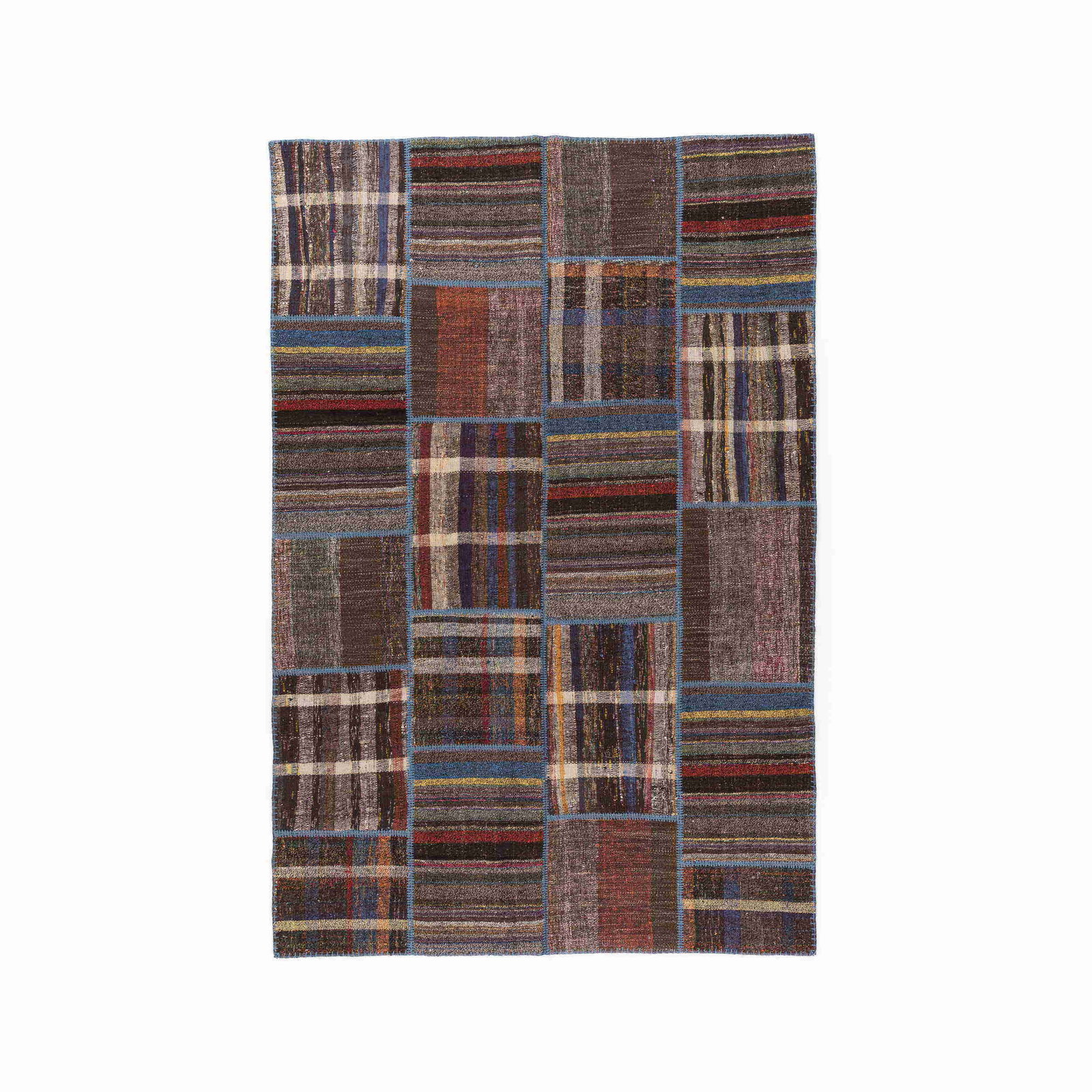 Authentic Handmade Patchwork Wool Carpet 78.7 x 116.9 Double Knots: Authentic Handmade Patchwork Wool Carpet 78.7 x 116.9 Double Knots Experience the beauty of this Authentic Handmade Patchwork Carpet, meticulously crafted from high-quality wool on wool. This unique p