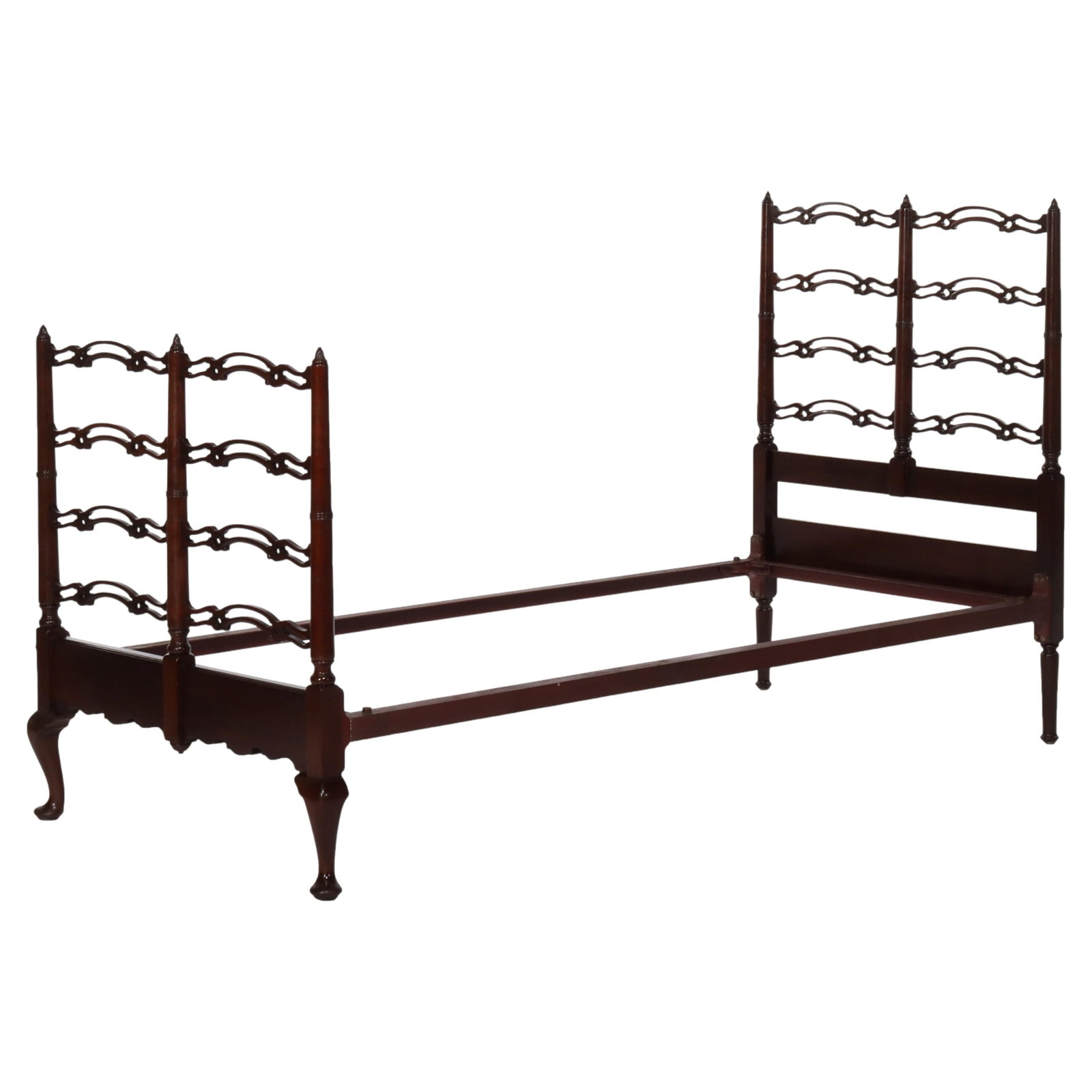 Circa 1940 Mahogany Twin Bed with Filigree Detail (1 of 10)