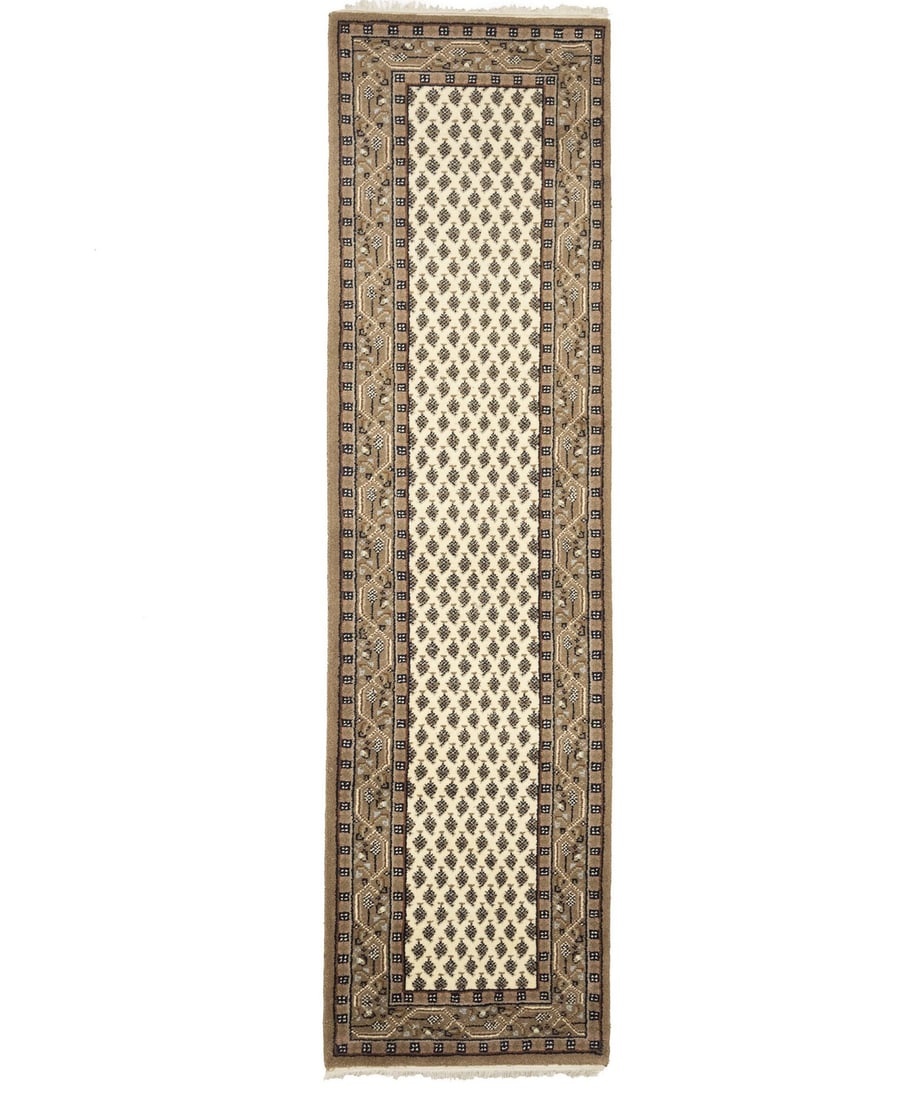 2'5 x 9'0 Wool Hand Knotted Runner Rug Floral Tribal Modern: 2'5 x 9'0 Wool Hand Knotted Runner Rug Floral Tribal Modern Enhance your space with this exquisite hand-knotted Indo-Botemir runner rug. Measuring 2'5" x 9'0", this unique piece features a delightful 