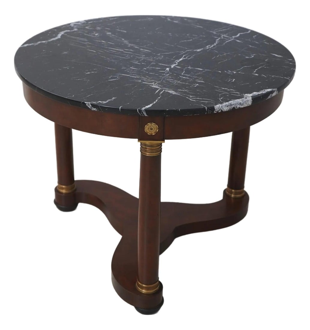 Baker French Empire Round Marble Top Center Table 35 Inch (1 of 10)