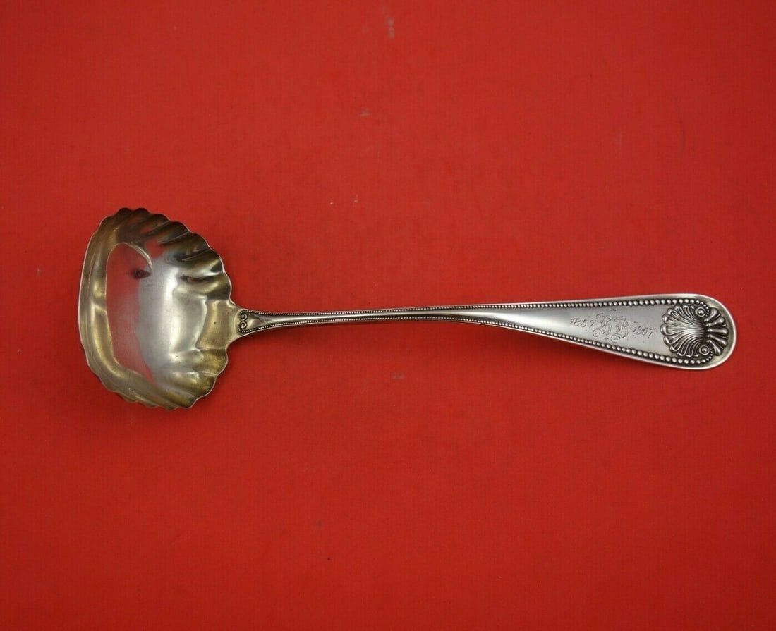 Whiting Sterling Silver Bead Pattern Soup Ladle 13 Inch Fluted: Whiting Sterling Silver Bead Pattern Soup Ladle 13 Inch Fluted This exquisite soup ladle from Whiting, crafted in sterling silver, showcases the elegant Bead pattern. Measuring 13 inches, this heirloo