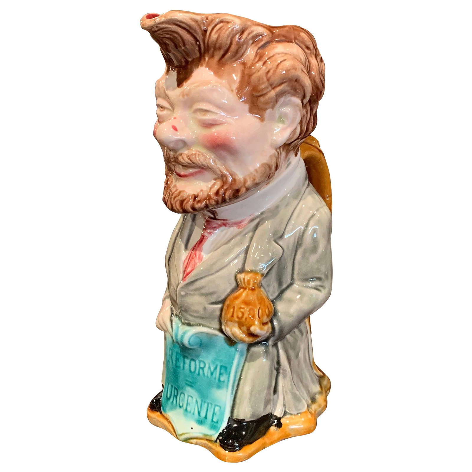 Onnaing Early 20th Century Hand-Painted Majolica Pitcher (1 of 10)