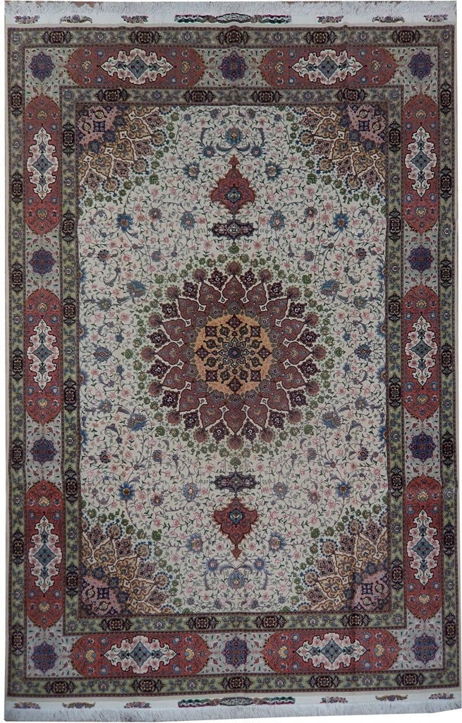 8 x 12 Signed Wool Silk Raj Tabriz Rug 500 KPSI Handmade Iran (1 of 6)