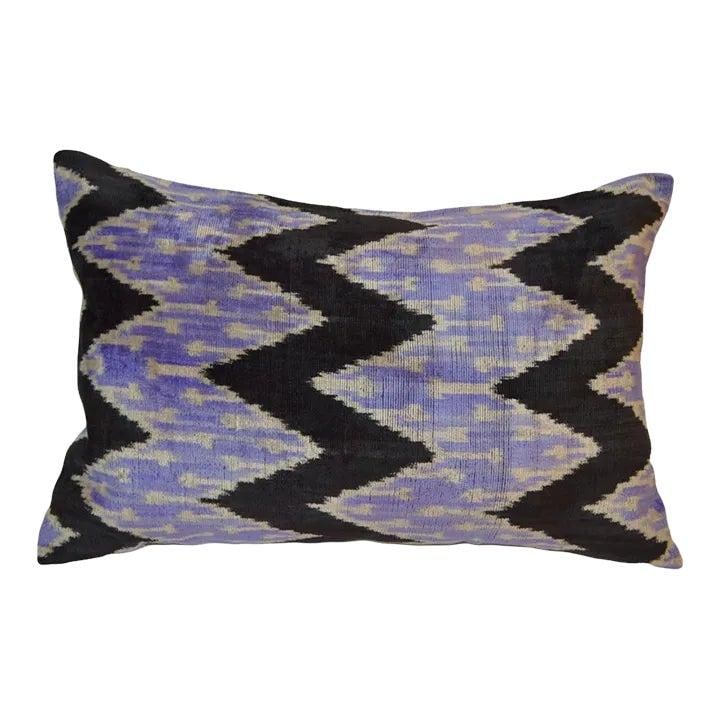 Amethyst Silk Ikat Velvet Decorative Pillow With Linen Backing (1 of 3)