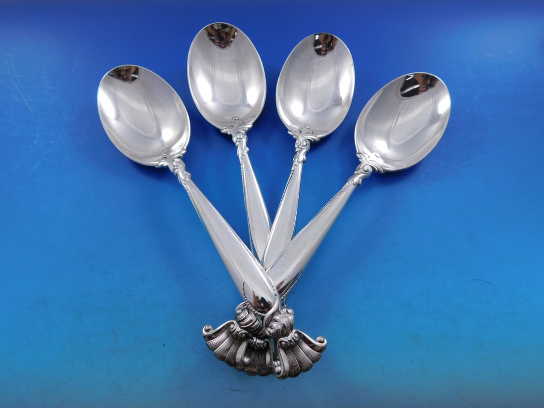 Set of 4 Wallace Romance of the Sea Sterling Serving Spoons 8 1/2 (1 of 6)