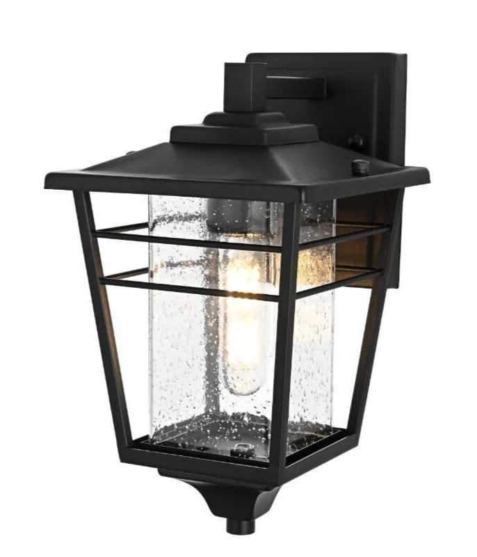 Croskey outdoor wall light black seedy glass 12.5 in (1 of 10)