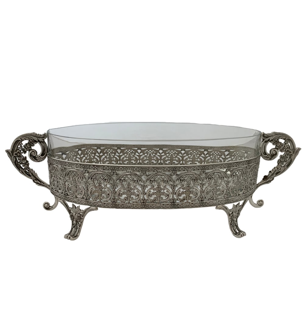 Topazio 925 Sterling Silver Crystal Handmade Lace Centerpiece 5.5 x 18 Inches: Topazio 925 Sterling Silver Crystal Handmade Lace Centerpiece 5.5 x 18 Inches This exquisite centerpiece is crafted from fine Topazio 925 sterling silver and features beautiful crystal accents. The ha