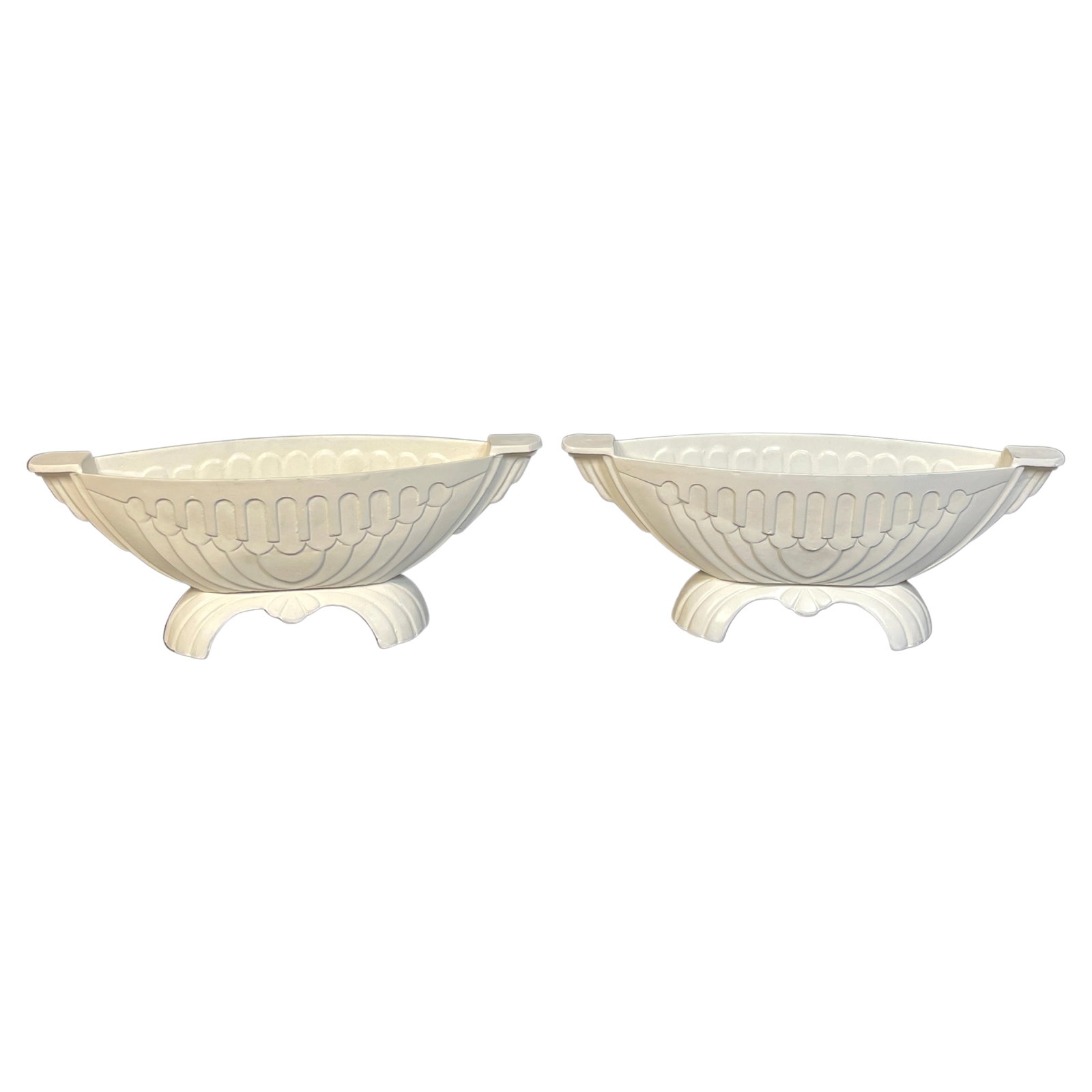 Set of 2 Art Deco Oval Garden Urns Aluminum 1930s (1 of 11)