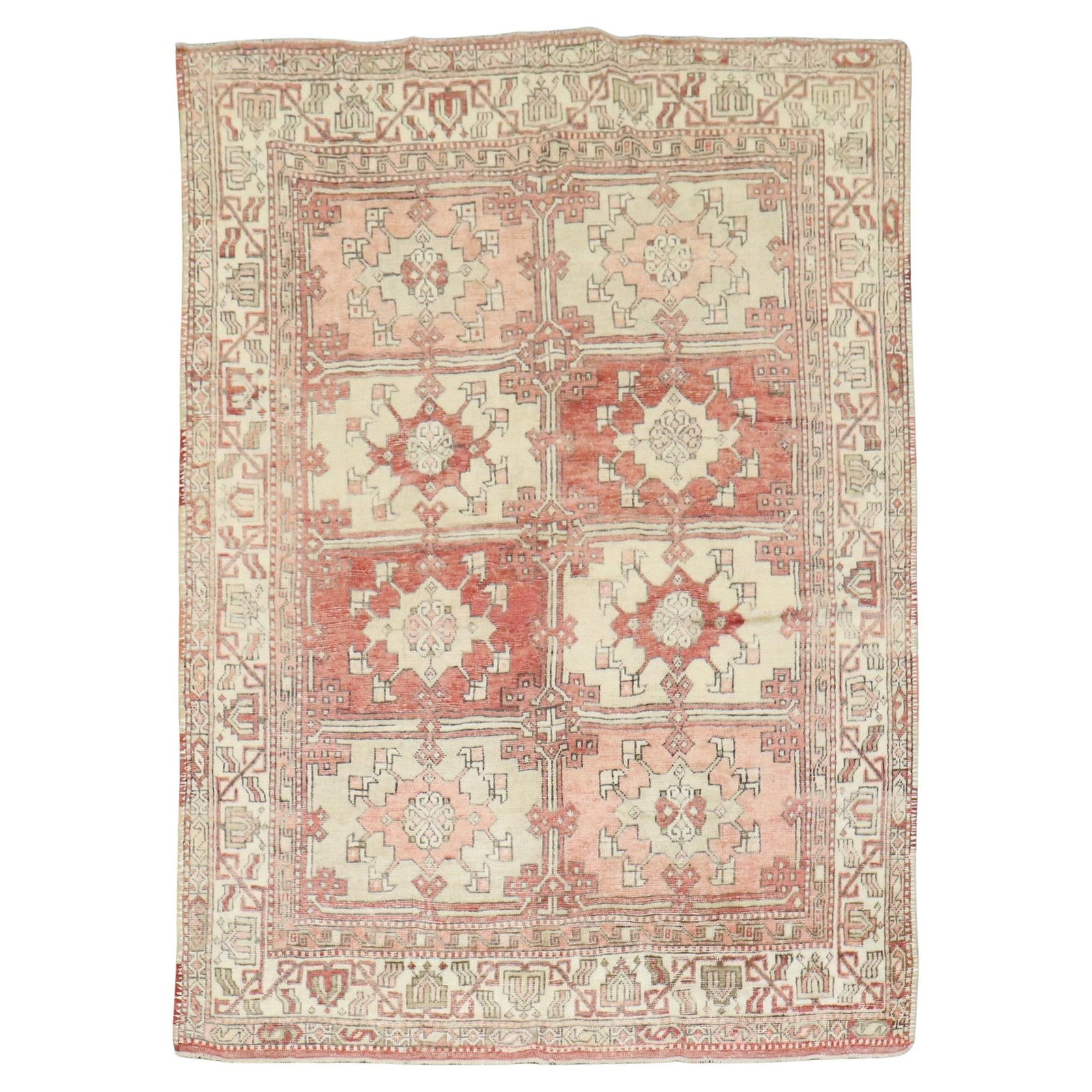 Mid-20th Century Turkish Anatolian Hand-Knotted Wool Rug 71 x 94: Mid-20th Century Turkish Anatolian Hand-Knotted Wool Rug 71 x 94 Discover the exquisite charm of this Vintage Turkish Anatolian Square Rug, a stunning piece from the mid-20th century. Hand-knotted wit