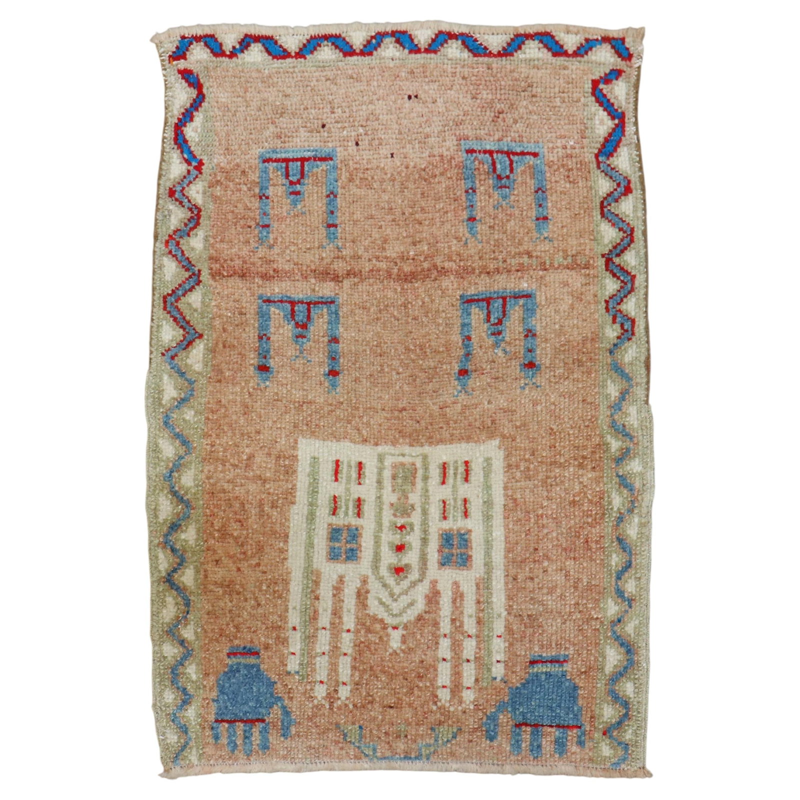 Rustic Handwoven Wool Anatolian Small Rug Mid 20th Century Turkey 27 x 37 in (1 of 10)