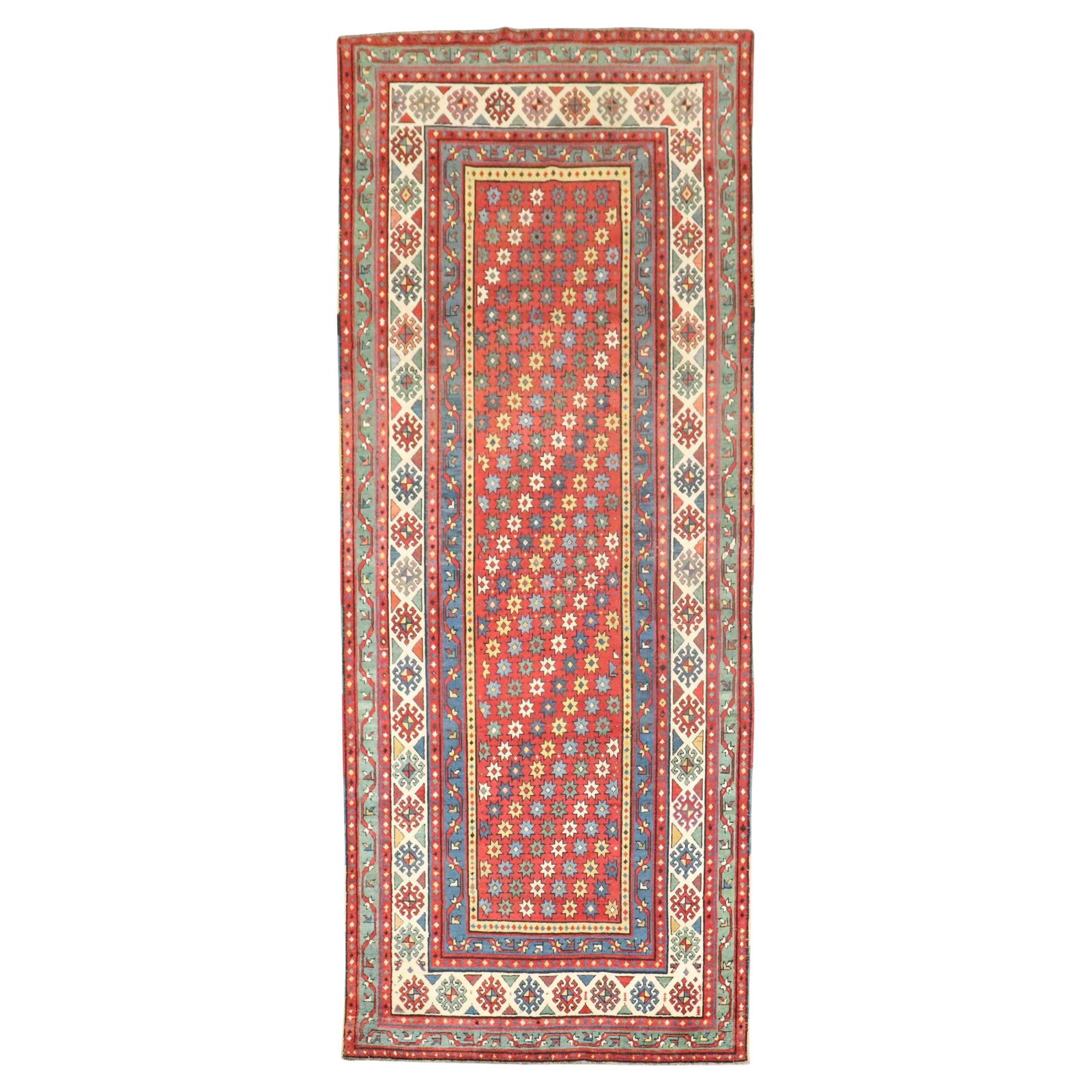 19th Century Kazak Talish Runner Hand-Woven Wool 46 x 111 In: 19th Century Kazak Talish Runner Hand-Woven Wool 46 x 111 In Discover the exquisite beauty of this 19th-century Talish antique runner, expertly hand-woven from high-quality wool. Featuring a vibrant K