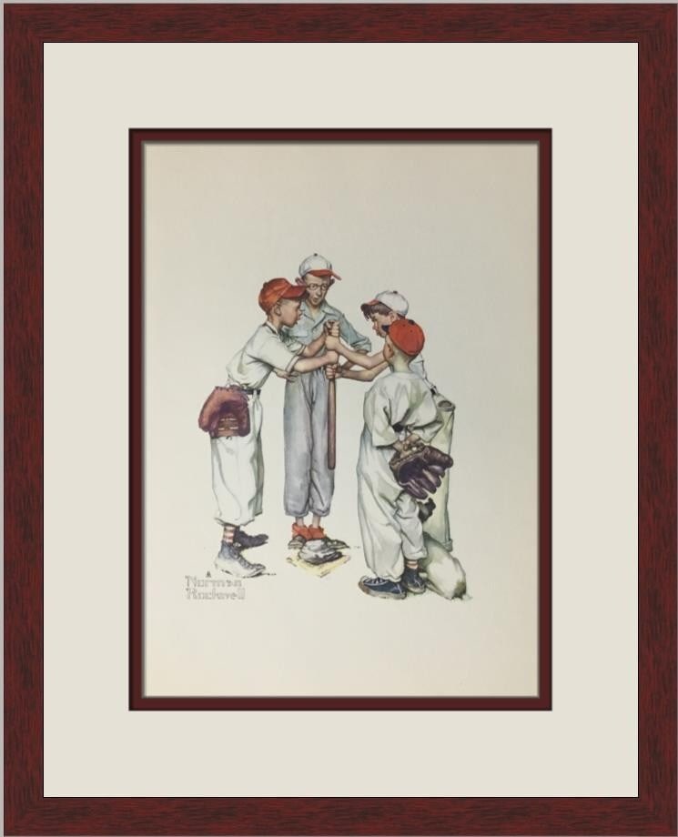Norman Rockwell Batter Up Custom Framed Print 1971 Americana Art: Norman Rockwell Batter Up Custom Framed Print 1971 Americana Art Celebrate the artistry of Norman Rockwell with this stunning custom framed print titled "Batter Up." This medium-sized piece measures 1