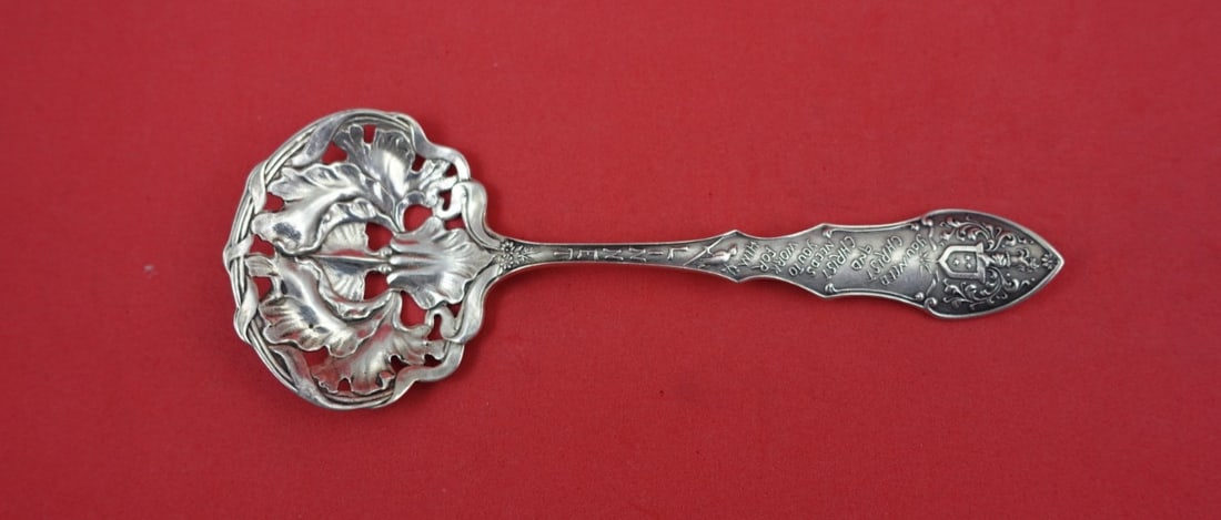 Sterling Silver Nut Spoon with Orchid Pierced Bowl Linnet Pattern by Shiebler 5.5" (1 of 2)