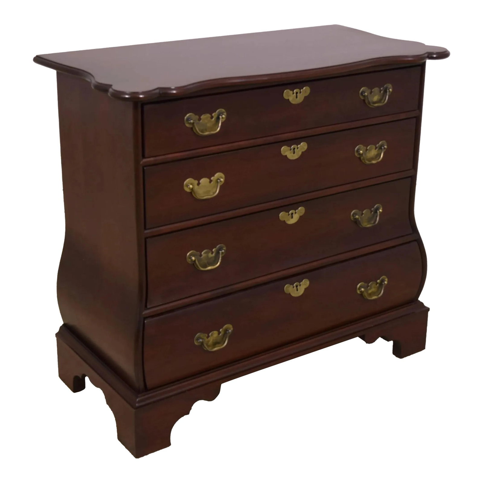 Statton Hampton Cherry Wood Kettle Base Chest Chippendale Style: Statton Hampton Cherry Wood Kettle Base Chest Chippendale Style Introducing the Statton Hampton Cherry Kettle Base Chest, a timeless piece that embodies traditional craftsmanship and elegance. Crafted
