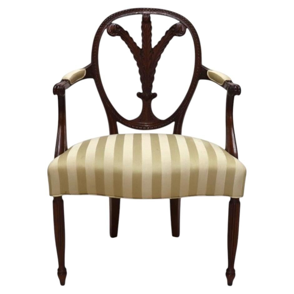 Mahogany Armchair in Sheraton Style With Carved Fleur De Lis Motif 20th Century (1 of 15)