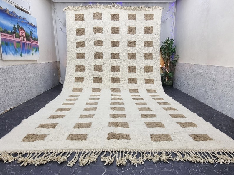 Authentic Handwoven Moroccan Rug 13 x 5 Feet 100% Wool: Authentic Handwoven Moroccan Rug 13 x 5 Feet 100% Wool Discover the beauty of this authentic handwoven Elegant Rug, crafted by local Berber women weavers in the Atlas Mountains. Made from 100% natural