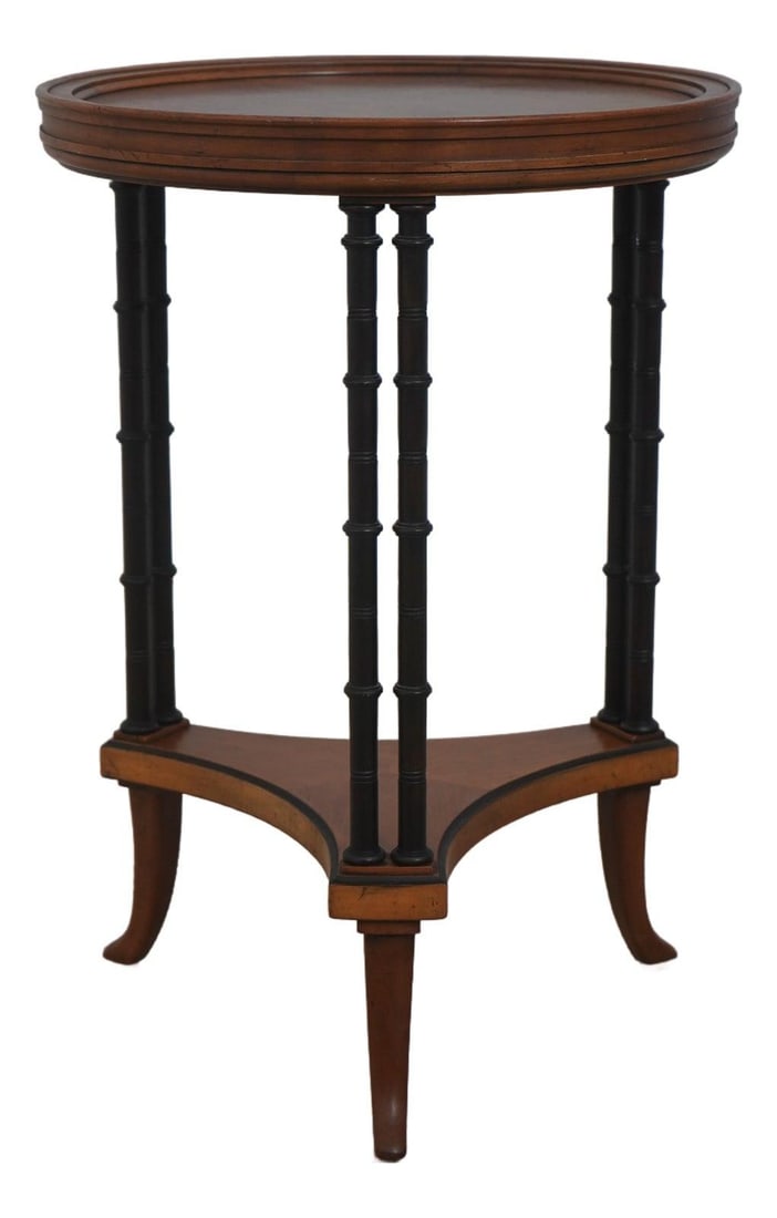 Regency Style Round Side Table Faux Bamboo 17w x 17d x 24h (1 of 10)