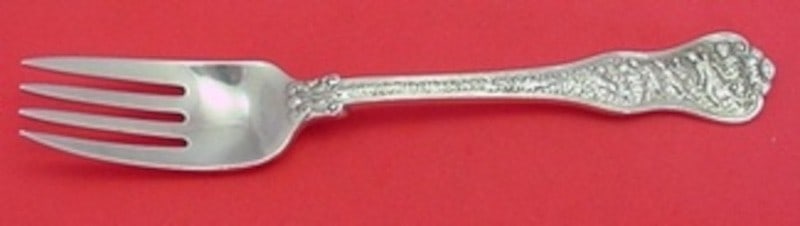 Tiffany Co Olympian Sterling Silver 6 Inch Dessert Fork: Tiffany Co Olympian Sterling Silver 6 Inch Dessert Fork A Tiffany & Co. Olympian sterling silver dessert fork measuring 6 inches. It is monogrammed, with monos varying, and is described as being in ex