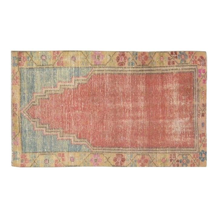 Red Turkish Anatolian Wool Hand Knotted Rug 2'3x3'10: Red Turkish Anatolian Wool Hand Knotted Rug 2'3x3'10 This vintage Turkish Anatolian rug is hand-knotted from wool using traditional rug-making techniques. It showcases timeless craftsmanship combined 