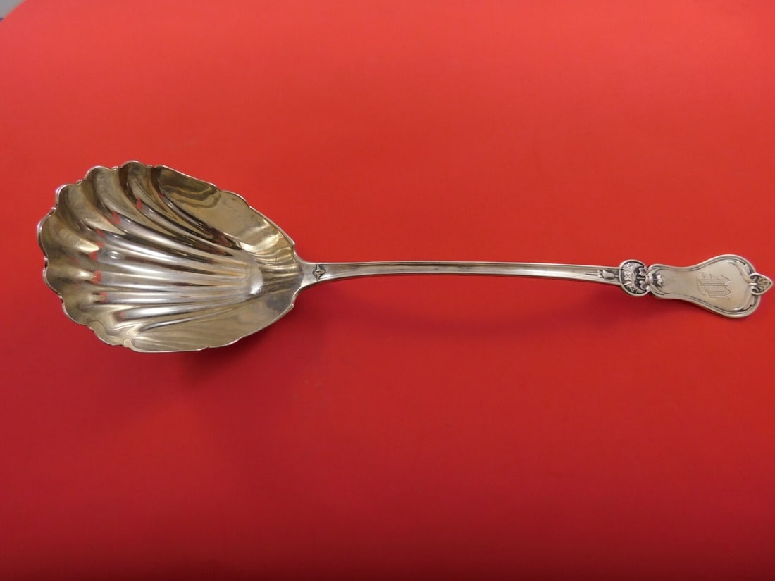 John L. Westervelt Coin Silver Soup Ladle Cone Pattern 13 Inch Antique: John L. Westervelt Coin Silver Soup Ladle Cone Pattern 13 Inch Antique This exquisite soup ladle, crafted in the Cone pattern by John L. Westervelt, showcases the elegance of antique coin silver. Meas