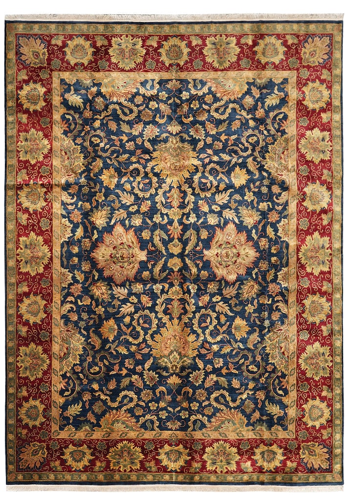 10 x 14 Hand Knotted Jaipur Rug Dense Lustrous Wool Floral Design: 10 x 14 Hand Knotted Jaipur Rug Dense Lustrous Wool Floral Design Free continental US Shipping This 10 x 14 Jaipur rug is hand-knotted in Jaipur using premium lustrous natural wool. It features intric