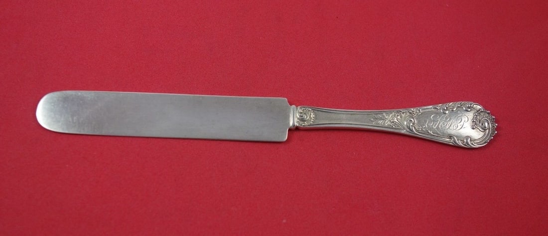 Dominick & Haff Louis XIV Old Style Sterling Silver Breakfast Knife 7" Monogrammed: Dominick & Haff Louis XIV Old Style Sterling Silver Breakfast Knife 7" Monogrammed This elegant breakfast knife features the classic Louis XIV Old Style design by Dominick & Haff, crafted from high-qu