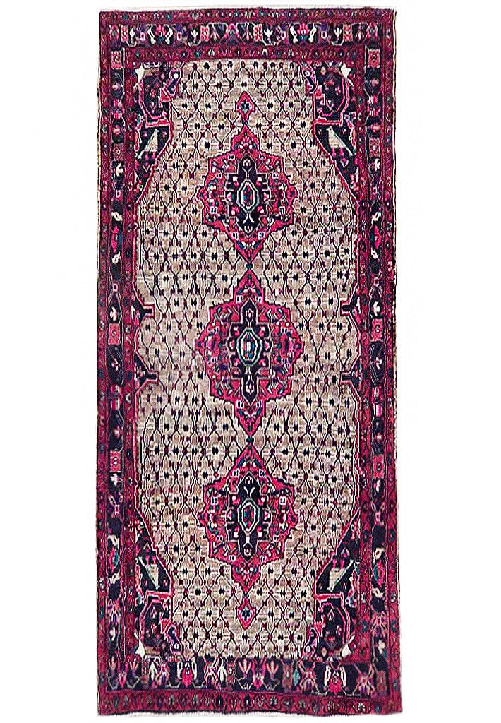 Wheat Brown 5' x 9' Semi-Antique Persian Hamadan Runner Handmade Wool (1 of 6)