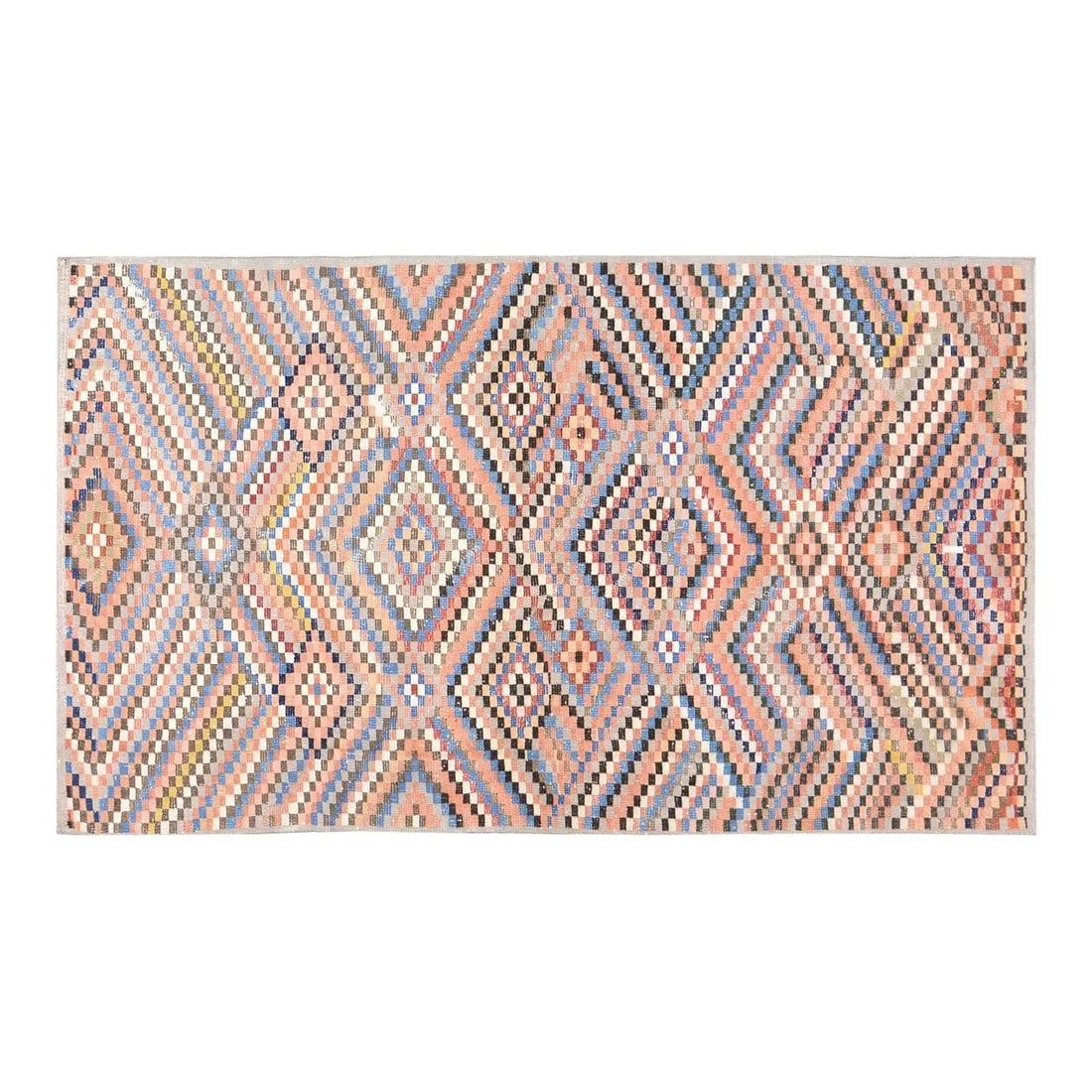 4'10" x 8'6" Hand Knotted Wool Anatolian Turkish Area Rug: 4'10" x 8'6" Hand Knotted Wool Anatolian Turkish Area Rug This vintage Turkish Anatolian rug is hand-knotted from wool using traditional techniques, blending timeless craftsmanship with a modern desig