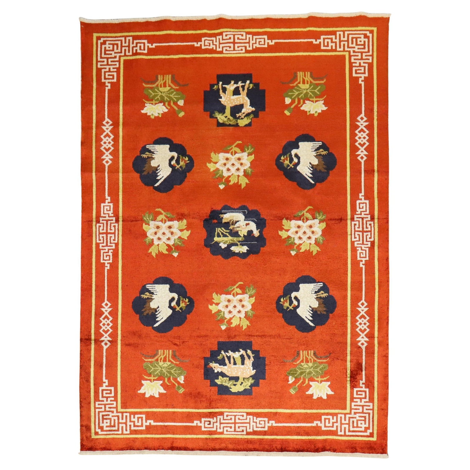 Zabihi Collection Hand-Woven Silk Chinese Pictorial Rug 50 x 71: Zabihi Collection Hand-Woven Silk Chinese Pictorial Rug 50 x 71 This exquisite Zabihi Collection Silk Chinese Pictorial Rug features a captivating expressionist design with a vibrant animal motif, ski