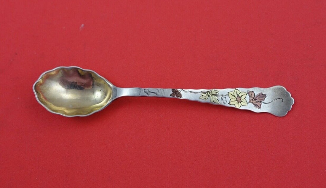 Tiffany & Co. Sterling Silver Demitasse Spoon Lap Over Edge Mixed Metals 4 3/8" (1 of 2)