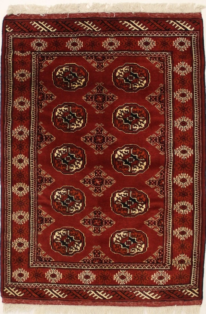 Red Wool Tribal Geometric Area Rug 3'5 x 5 Hand-Knotted Modern Style (1 of 8)