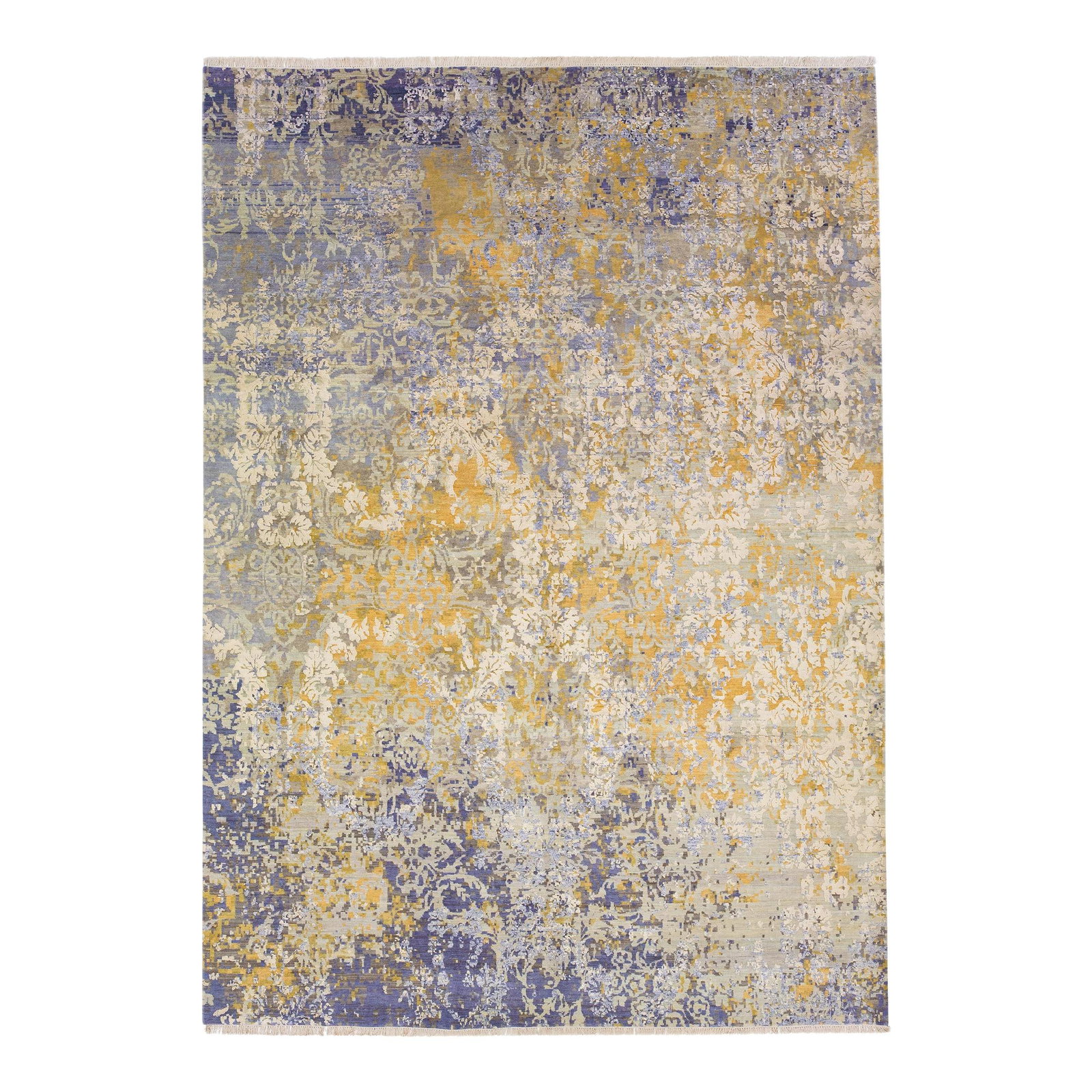 Contemporary Tibetan Wool Silk Rug 10' x 14' Abstract Multicolor: Contemporary Tibetan Wool Silk Rug 10' x 14' Abstract Multicolor Enhance your living space with this beautiful contemporary Tibetan wool and silk rug featuring a stunning multicolor abstract pattern. 