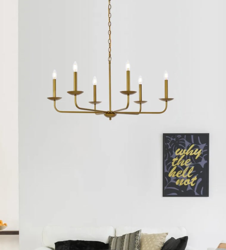 Living District Brass 6-Light Farmhouse Chandelier 36 Inch (1 of 7)