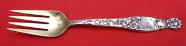 Whiting Heraldic Sterling Silver 4-Tine Pastry Fork 5 Inch (1 of 1)