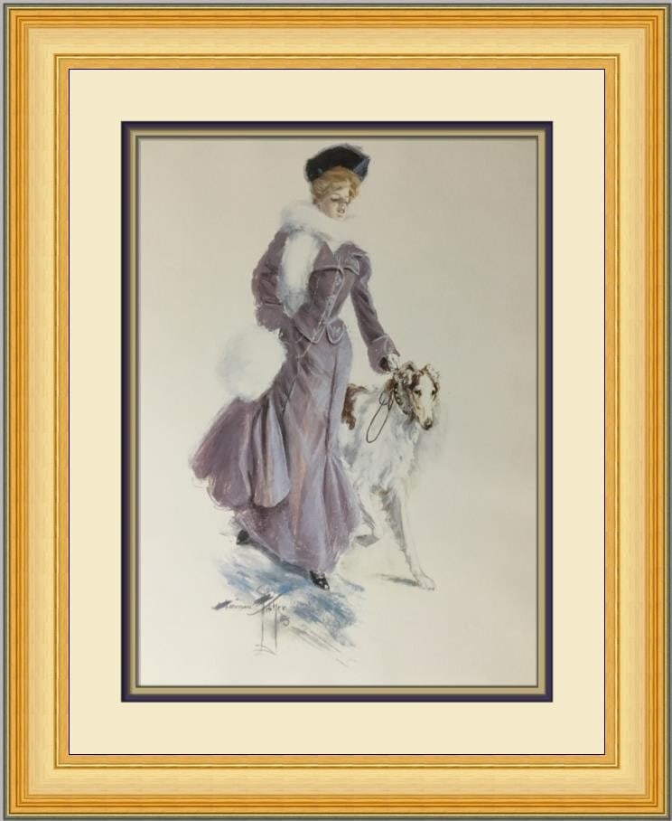 Harrison Fisher 1979 Custom Framed Impressionist Illustration Print: Harrison Fisher 1979 Custom Framed Impressionist Illustration Print This stunning custom framed print features an illustration from Harrison Fisher's book, showcasing the artist's signature Impression