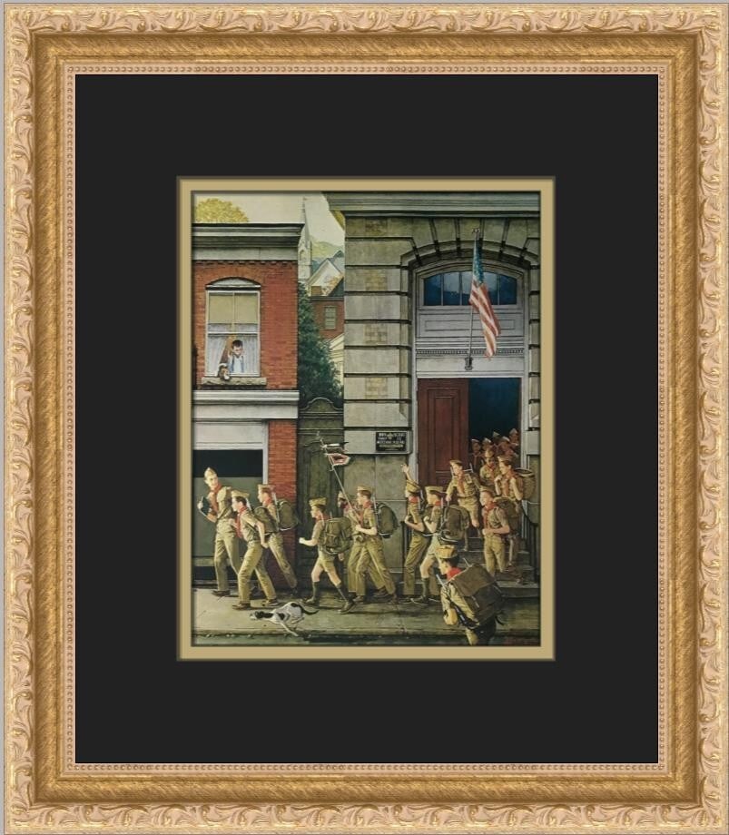 Norman Rockwell Scouting Is Outing Custom Framed Lithograph Print: Norman Rockwell Scouting Is Outing Custom Framed Lithograph Print This beautifully custom framed print titled "Scouting Is Outing" by renowned artist Norman Rockwell captures the essence of Americana 