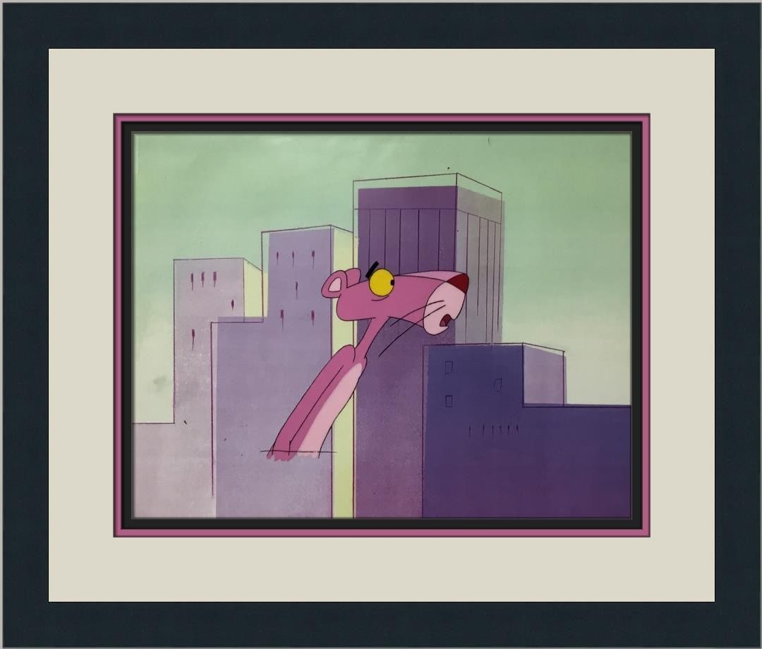 Hand Painted Pink Panther Animation Cel With City Background Framed 1969 (1 of 3)