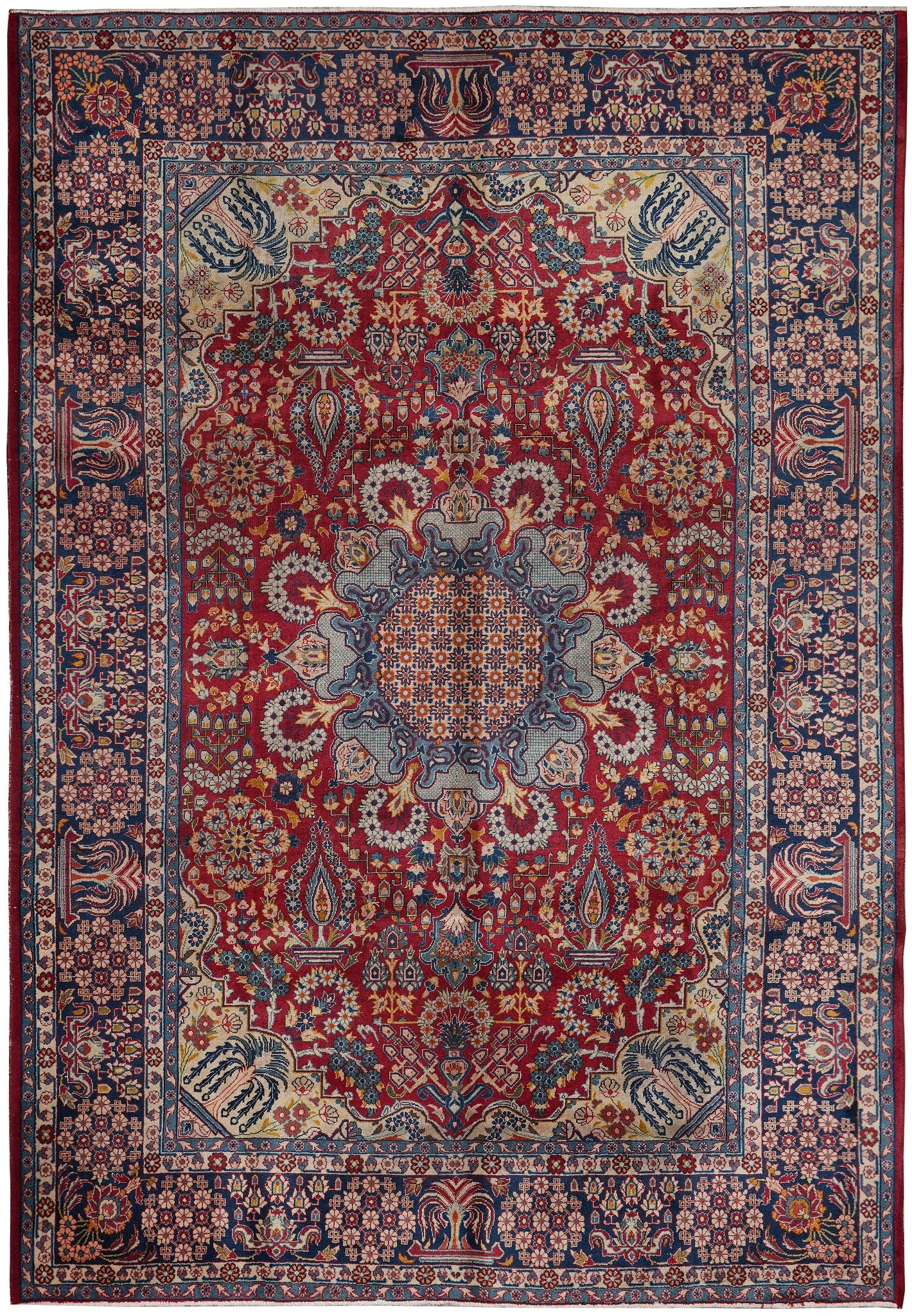 Authentic Persian Najafabad Esfahan Rug 8.8 x 12 Iran 1970s (1 of 13)